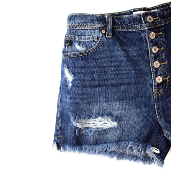 KanCan High Rise Ripped Button Fly 3.5in Distressed Jean Shorts 28 6 - Picture 3 of 10